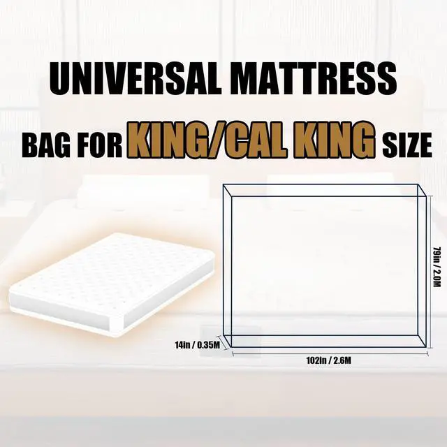 Alt view image 2 of 7 - Plastic Mattress Bag for Moving Storage, King/Cal King Size, 1.5Mil