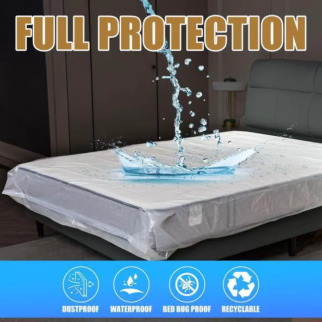 Alt view image 5 of 7 - Plastic Mattress Bag for Moving Storage, King/Cal King Size, 1.5Mil