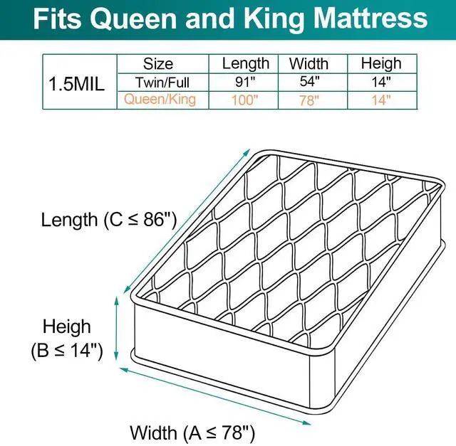 Alt view image 2 of 7 - Mattress Bag for Moving Storage - Plastic Mattress Protector Cover, Queen and King Size (1Pack, Queen/King)