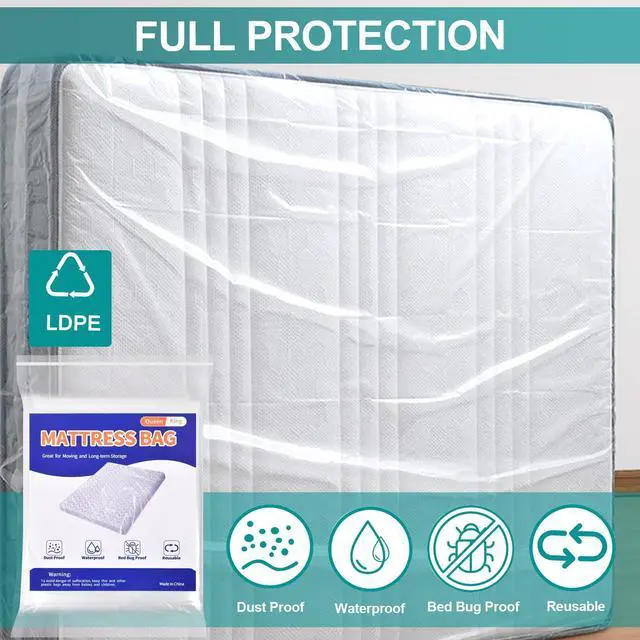 Alt view image 4 of 7 - Mattress Bag for Moving Storage - Plastic Mattress Protector Cover, Queen and King Size (1Pack, Queen/King)
