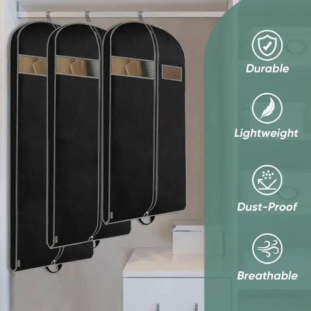 Alt view image 4 of 6 - 1PK Heavy Duty Garment Bag with Shoe Storage Travel Bag for Dresses, Suit, Coats Travel Essential (43", Black)