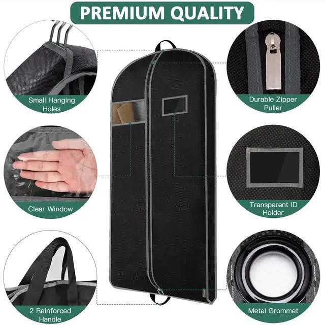 Alt view image 5 of 6 - 1PK Heavy Duty Garment Bag with Shoe Storage Travel Bag for Dresses, Suit, Coats Travel Essential (43", Black)