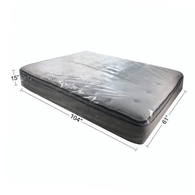 Alt view image 2 of 7 - Queen Mattress Clear Plastic Poly Covers, 61 x 15 x 104 inch, Heavy Duty 2 mil, 1 Pack