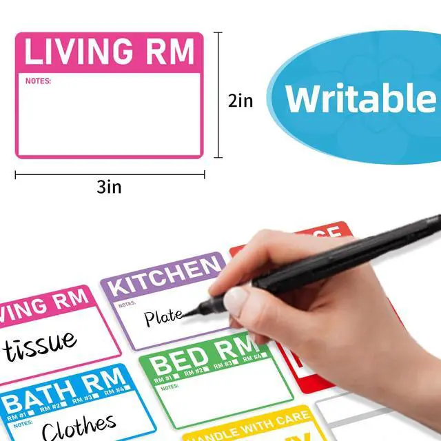 Alt view image 4 of 7 - Home Moving Labels- 3 x 2 inches, Removable Packing Box Stickers, 8 Designs Waterproof Color Coded Moving Stickers with Fragile and Blank Labels- 160PCS