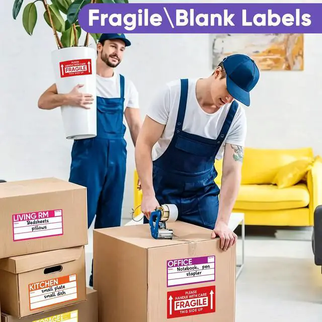 Alt view image 5 of 7 - 6 x 3 Inches Large Removable Moving Labels for Boxes, 180 Pack 8 Color Coded Moving Stickers for 3-4 Bedroom House, Waterproof Tear Resistant with Fragile & Blank Customizable Labels
