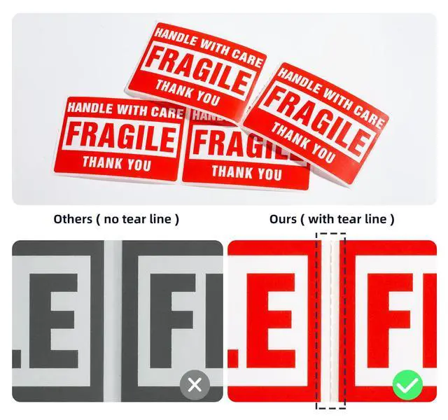 Alt view image 5 of 7 - 3 x 2 Inch Handle with Care 500 Fragile Stickers for Shipping Moving Glass Permanent Adhesive Commercial Grade Fragile Labels (1 Roll, 500 Labels)
