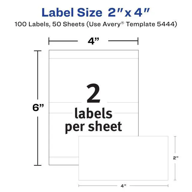 Alt view image 3 of 6 - Printable All-Purpose Removable Labels, 2" x 4" White, Write or Print, Great for Organization Projects, 100 Customizable Blank Labels (5444)