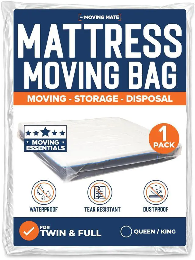 Main image of Mattress Bags for Moving, Twin & Full Size Mattress Bag for Storage, Plastic Cover for Bed Storage & Disposal, Mattress Moving Bag Full Size Protector