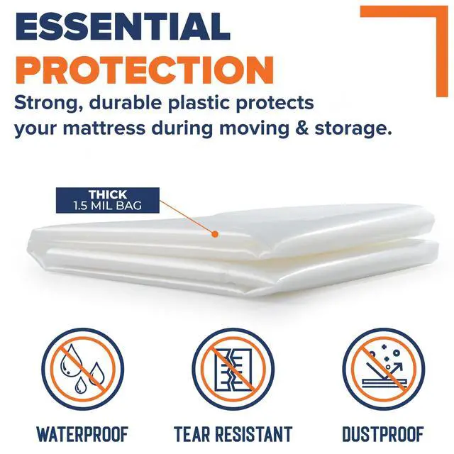 Alt view image 4 of 7 - Mattress Bags for Moving, Twin & Full Size Mattress Bag for Storage, Plastic Cover for Bed Storage & Disposal, Mattress Moving Bag Full Size Protector