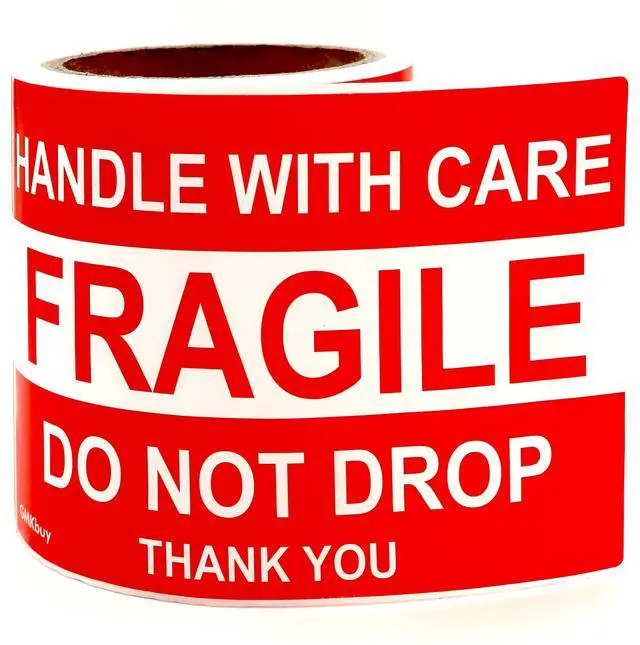 Main image of 4 x 6 Inch 100 Fragile Stickers for Shipping & Moving Easy Tear, Permanent Adhesive, Handle with Care Stickers for Shipping Box, Carton, Parcel, Package, Pallet & More