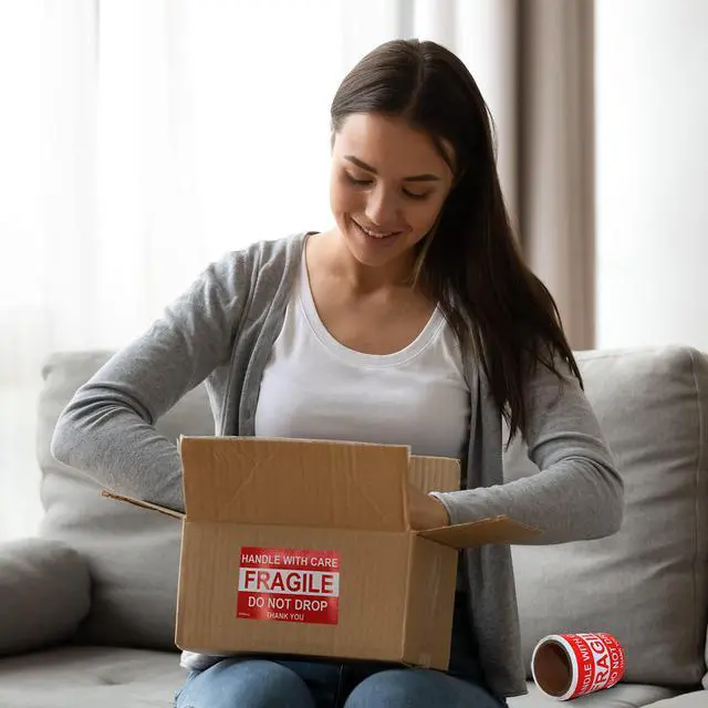 Alt view image 6 of 6 - 4 x 6 Inch 100 Fragile Stickers for Shipping & Moving Easy Tear, Permanent Adhesive, Handle with Care Stickers for Shipping Box, Carton, Parcel, Package, Pallet & More