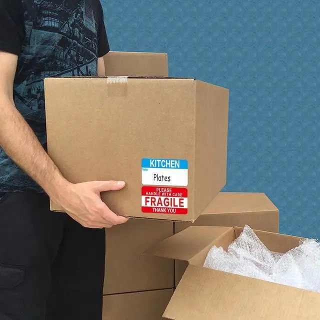 Alt view image 6 of 6 - 300 Count 3.5 x 2 Large Home Moving Packing Box Labels for 3-4 Bedroom House with Writable Notes Areas, 6 Color Coded Moving Labels for Boxes + Fragile Moving Stickers