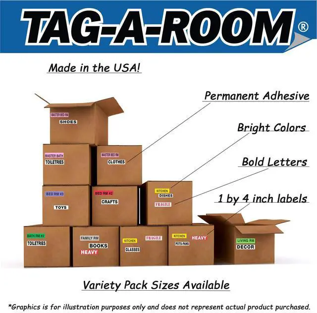 Alt view image 3 of 7 - Moving Box Labels 800 Color Coded Labels for Moving Boxes, Room ID Packing Stickers + 100 Fragile Box Stickers, Home & Apartment Moving Organization Supplies (4 Bedroom Pack)