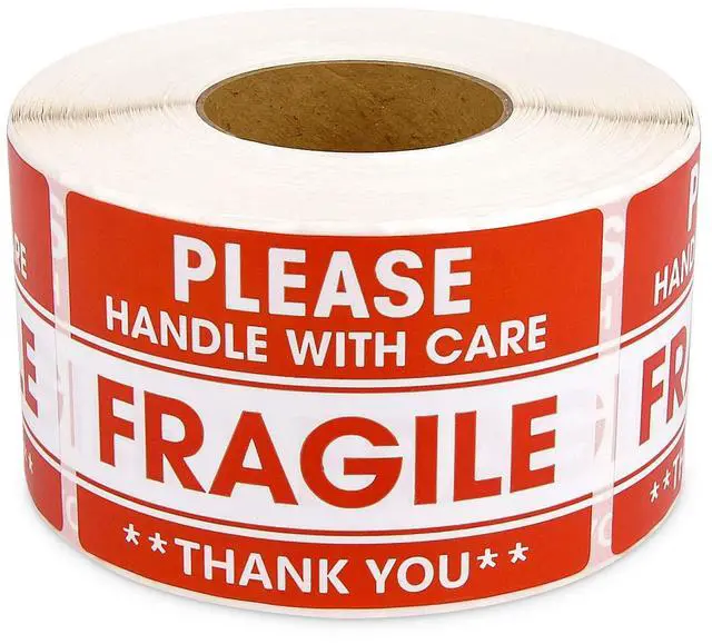 Main image of 2"x 3" Fragile Stickers 500 Labels Per Roll Strong Adhesive (Handle with Care,Do Not Drop,Thank You) Labels for Shipping and Moving