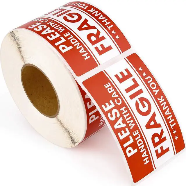 Alt view image 2 of 6 - 2"x 3" Fragile Stickers 500 Labels Per Roll Strong Adhesive (Handle with Care,Do Not Drop,Thank You) Labels for Shipping and Moving