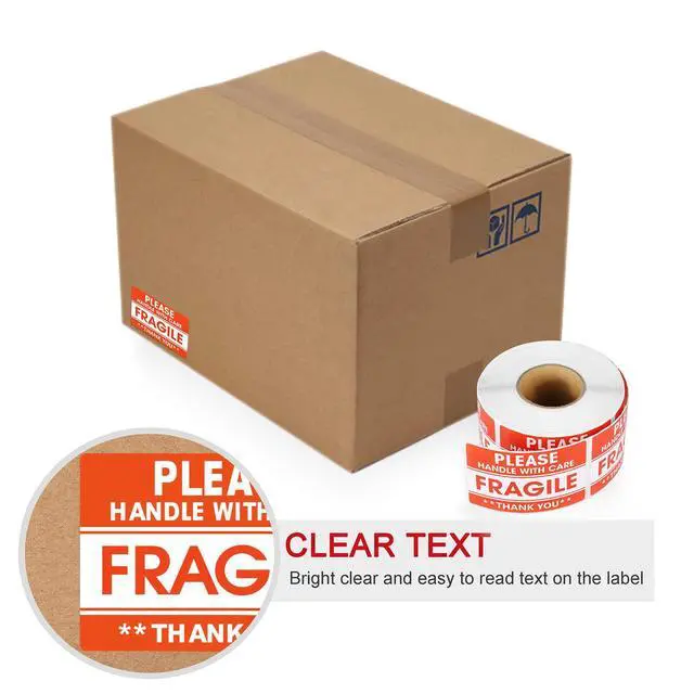 Alt view image 4 of 6 - 2"x 3" Fragile Stickers 500 Labels Per Roll Strong Adhesive (Handle with Care,Do Not Drop,Thank You) Labels for Shipping and Moving