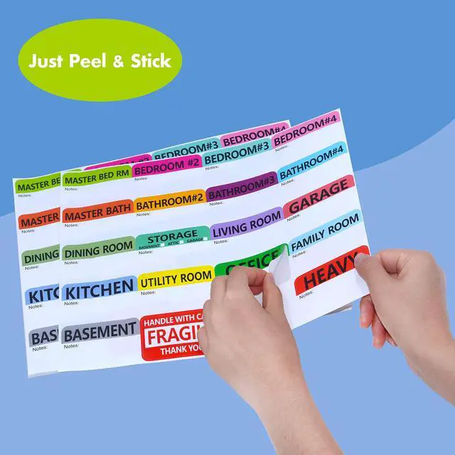 Alt view image 3 of 6 - 500 pcs 20 Designs Pre-Printed Color-Coded Home Moving Packing Box Labels with Writable Notes Areas, Each Measures 2 x 3