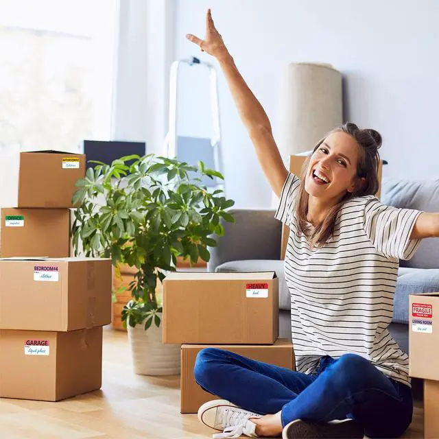 Alt view image 4 of 6 - 500 pcs 20 Designs Pre-Printed Color-Coded Home Moving Packing Box Labels with Writable Notes Areas, Each Measures 2 x 3