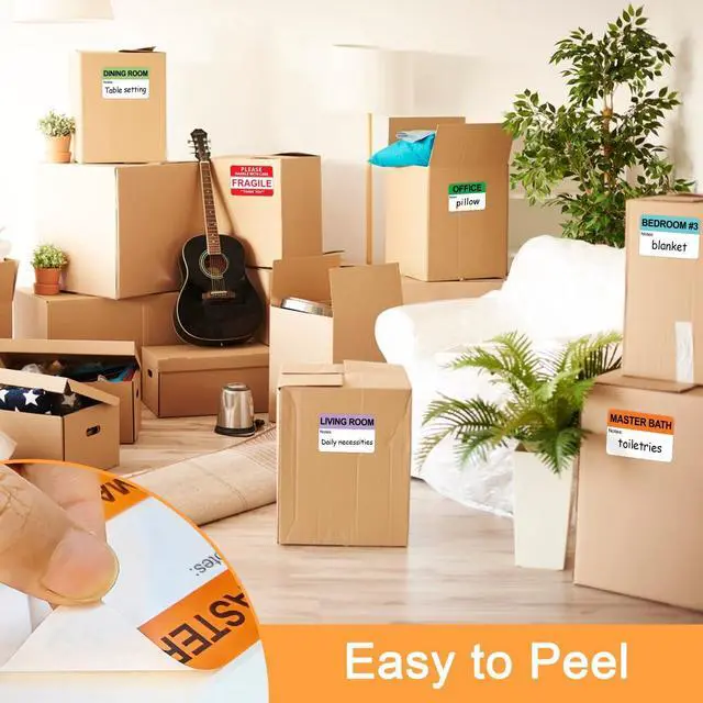Alt view image 3 of 7 - 600 Writable Stickers 2 x 3 Each,20 Designs Pre-Printed Color-Coded Home Moving Packing Box Labels with Fragile, Extra, Heavy Labels