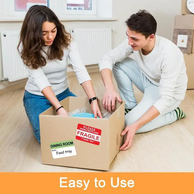 Alt view image 4 of 7 - 600 Writable Stickers 2 x 3 Each,20 Designs Pre-Printed Color-Coded Home Moving Packing Box Labels with Fragile, Extra, Heavy Labels