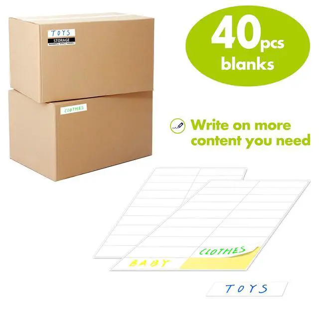 Alt view image 4 of 6 - 640 Pcs Removable Home Moving Labels 15 Pre-Printed Color-Coded Plus 1 Customizable Blank (Each Measures 4" x 1")
