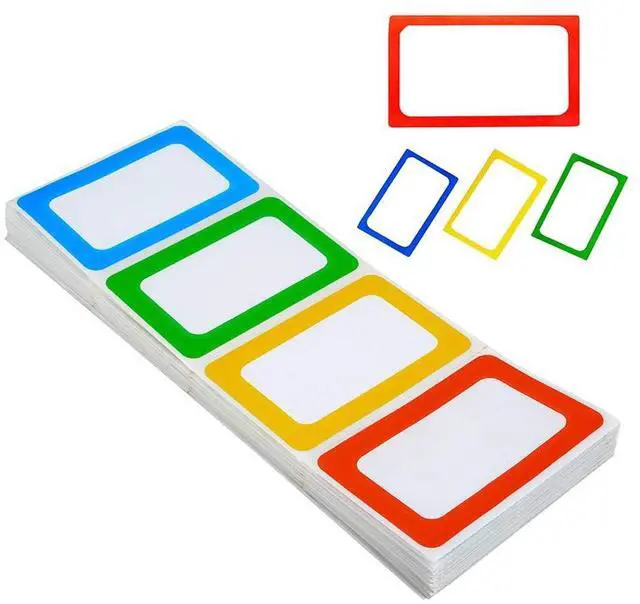 Main image of 4 Colors Plain Name Tag Stickers 200 Labels for Office, School, Teachers, Meeting and Mailing