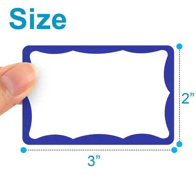 Alt view image 2 of 7 - 390Pcs Name Tags, 3in x 2in Name Tag Stickers, Name Tags Sticker for School Office Home(White with Blue Border)