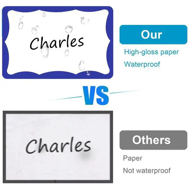 Alt view image 3 of 7 - 390Pcs Name Tags, 3in x 2in Name Tag Stickers, Name Tags Sticker for School Office Home(White with Blue Border)