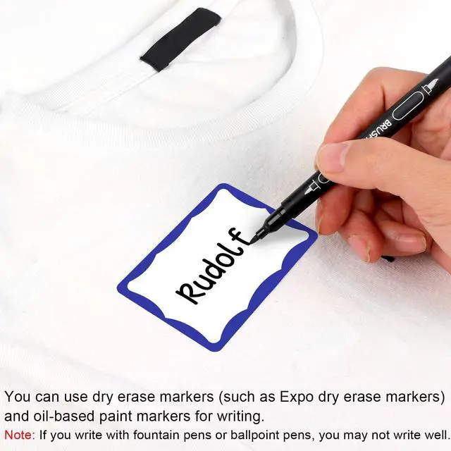Alt view image 5 of 7 - 390Pcs Name Tags, 3in x 2in Name Tag Stickers, Name Tags Sticker for School Office Home(White with Blue Border)