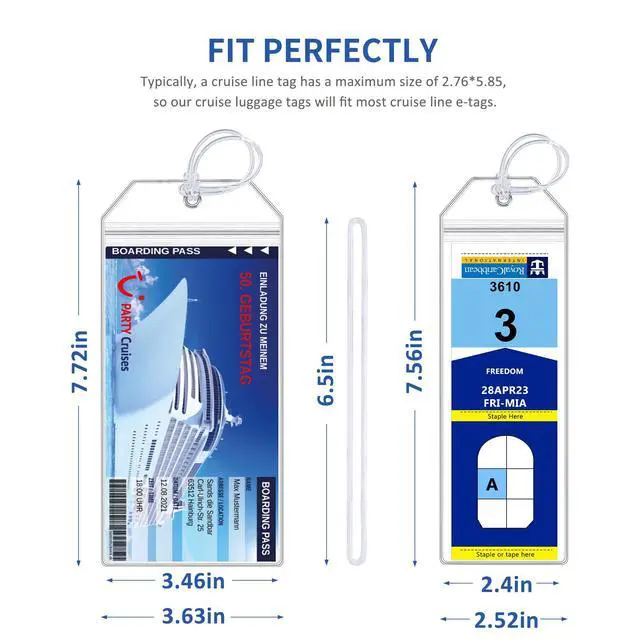 Alt view image 2 of 7 - 8 Pack Cruise Luggage Tag Holder, Cruise Essentials 2025 for NCL, Princess, Carnival, Royal Caribbean and Celebrity Cruise Luggage Tags for Travel Essentials
