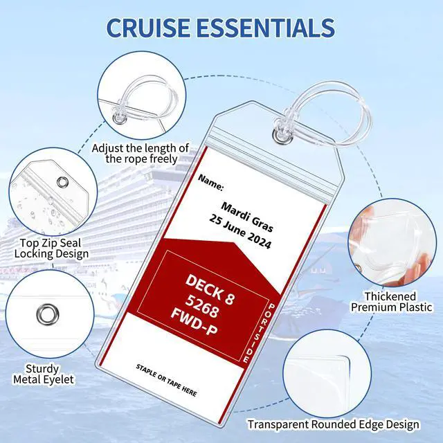 Alt view image 5 of 7 - 8 Pack Cruise Luggage Tag Holder, Cruise Essentials 2025 for NCL, Princess, Carnival, Royal Caribbean and Celebrity Cruise Luggage Tags for Travel Essentials
