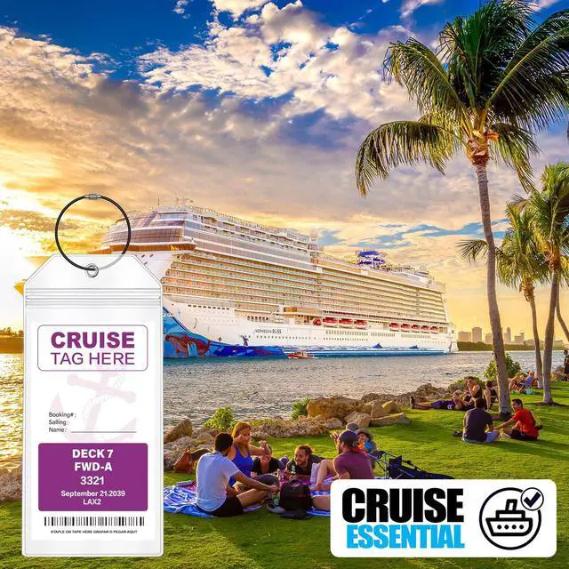 Alt view image 3 of 7 - Cruise Luggage Tags for Carnival, MSC, Costa, NCL & Princess Cruise Ships, 6Pack Clear Tags Zip Seal Reusable Cruise Travel Essentials for 2026-2027