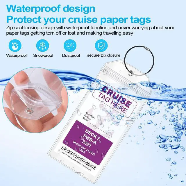 Alt view image 6 of 7 - Cruise Luggage Tags for Carnival, MSC, Costa, NCL & Princess Cruise Ships, 6Pack Clear Tags Zip Seal Reusable Cruise Travel Essentials for 2026-2027
