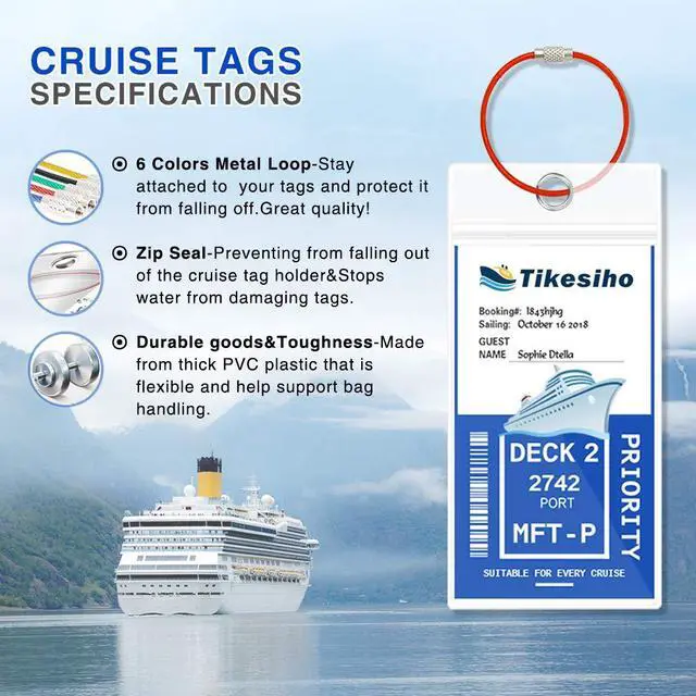 Alt view image 3 of 7 - Cruise Luggage Tags, Cruise Essentials Holders for Cruise Travel 12 Pack for NCL, Princess, Carnival, Royal Caribbean - Cruise Essentials