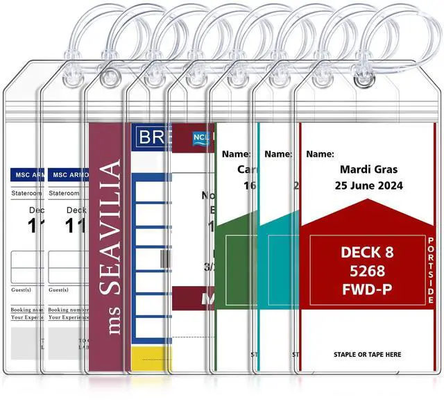 Main image of 8 Pack Cruise Luggage Tag Holder, Cruise Essentials 2025 for NCL, Princess, Carnival, Royal Caribbean and Celebrity Cruise Luggage Tags for Travel Essentials