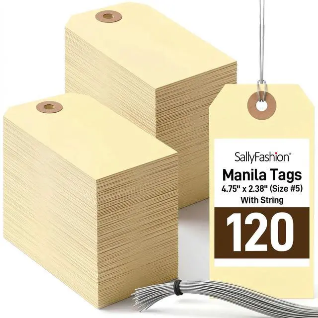 Main image of 120PCS Manila Tags with Wire, 4 3/4" x 2 3/8" Shipping Labels