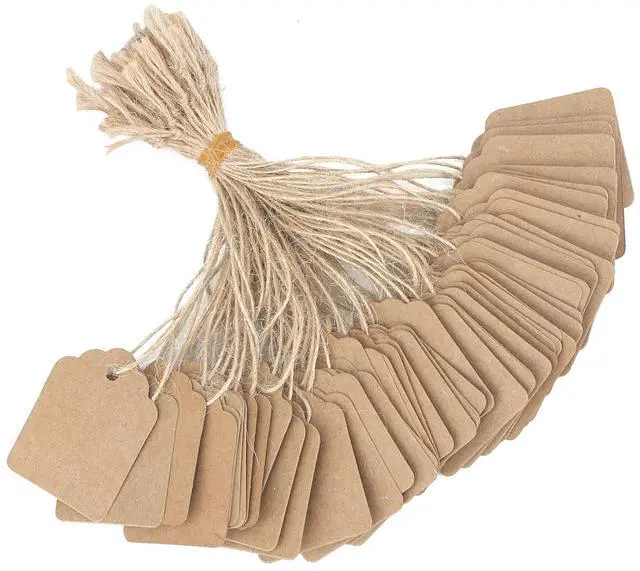 Main image of 500Pcs Price Tags with String Attached, 1.4x1.8 in Kraft Paper Tag