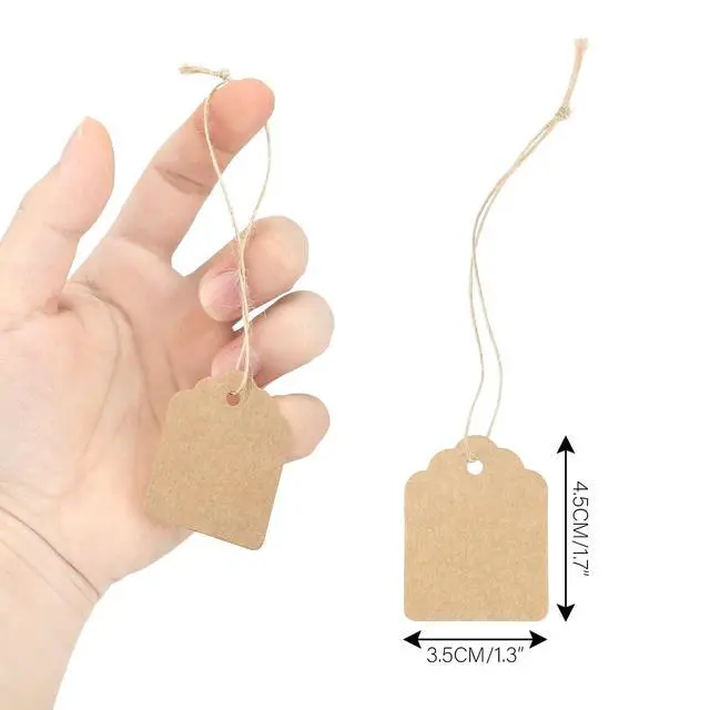 Alt view image 2 of 7 - 500Pcs Price Tags with String Attached, 1.4x1.8 in Kraft Paper Tag