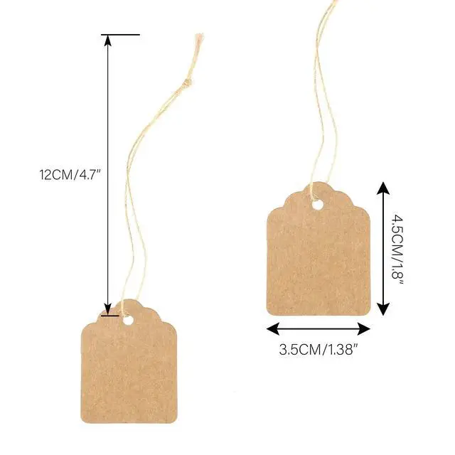 Alt view image 3 of 7 - 500Pcs Price Tags with String Attached, 1.4x1.8 in Kraft Paper Tag