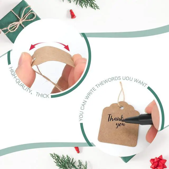 Alt view image 4 of 7 - 500Pcs Price Tags with String Attached, 1.4x1.8 in Kraft Paper Tag