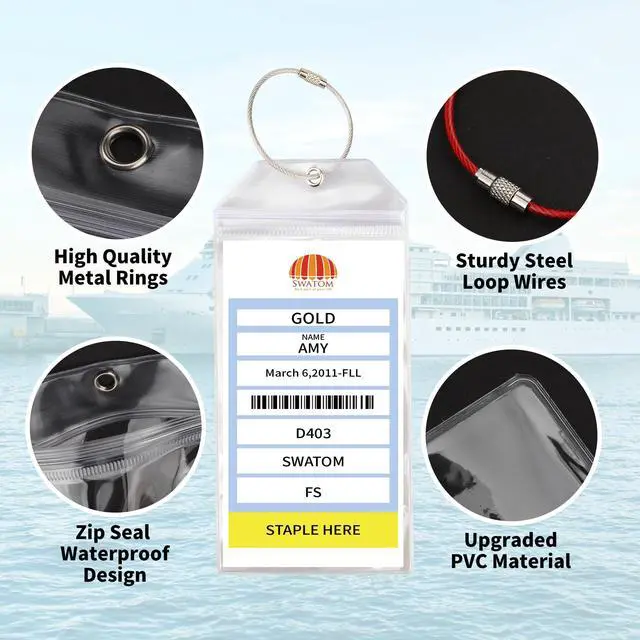 Alt view image 2 of 7 - Cruise Luggage Tags for Suitcases 4 Sets Carnival, NCL, Princess & MSC Waterproof Clear Luggage Bag Tag Holders for 2025 & 2026 Cruise Ships Essentials