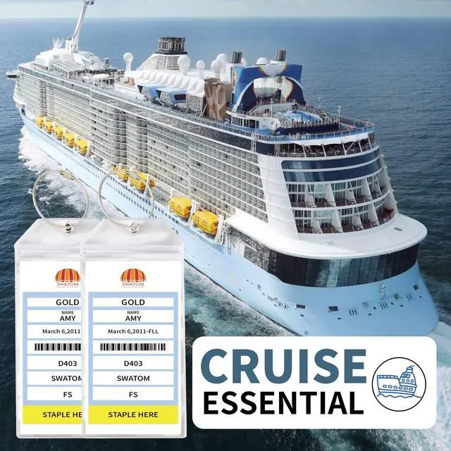 Alt view image 3 of 7 - Cruise Luggage Tags for Suitcases 4 Sets Carnival, NCL, Princess & MSC Waterproof Clear Luggage Bag Tag Holders for 2025 & 2026 Cruise Ships Essentials