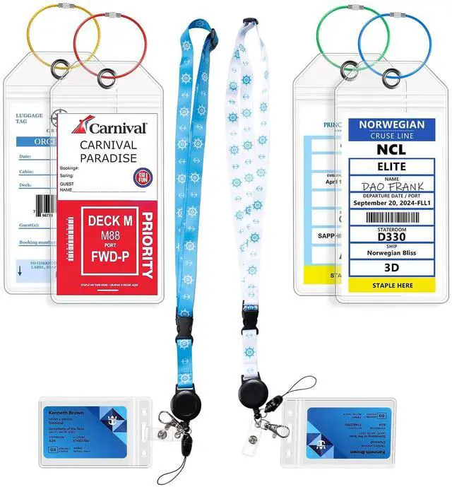 Main image of 6-Pack Cruise Luggage Tag Holder & Cruise Lanyard,Cruise Essentials