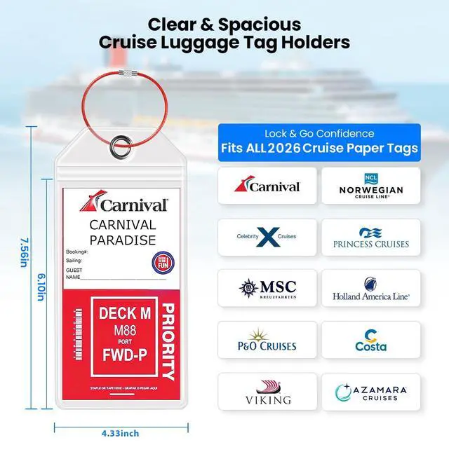 Alt view image 4 of 7 - 6-Pack Cruise Luggage Tag Holder & Cruise Lanyard,Cruise Essentials