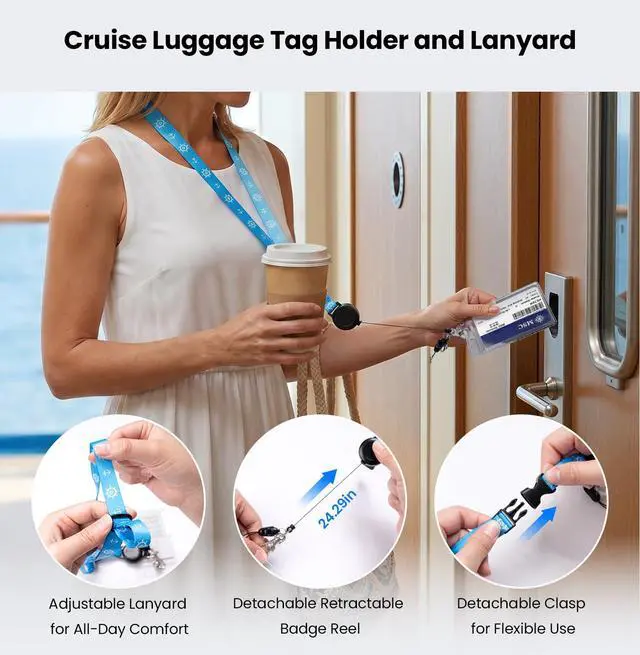 Alt view image 5 of 7 - 6-Pack Cruise Luggage Tag Holder & Cruise Lanyard,Cruise Essentials
