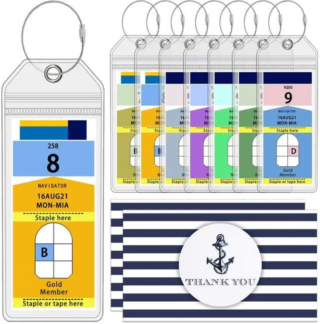 Main image of Cruise Luggage Tag Holders for Royal Caribbean and Celebrity Cruises 8 packs, Cruise Essentials by Cruise Ship Crew Members 6.5x2.5 inches 8pcs