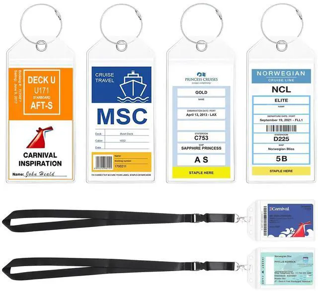 Main image of 6 Pack Cruise Luggage tag Holder,Travel Essentials for Carnival, NCL, Princess, Royal Caribbean,Clear Luggage Tags with Zip Seal and Steel Loops, Cruise Essentials 2026