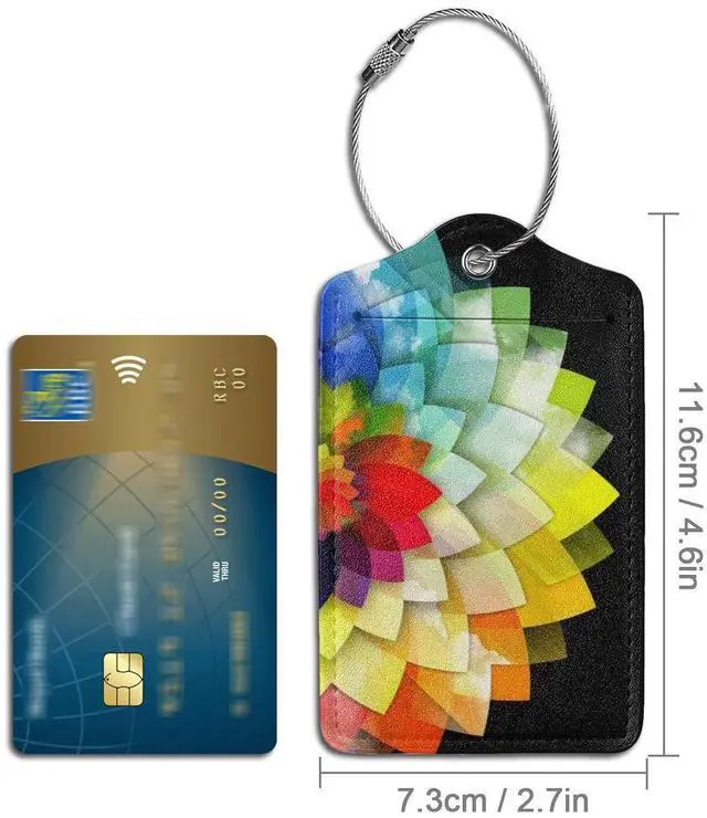 Alt view image 2 of 7 - 2 Pcs Luggage Tags for Suitcases PU Leather Luggage Tag with Privacy Cover Label Address Card and Durable Metal Ring Suitable for Suitcase Bag Handbags Backpacks Travel Accessories