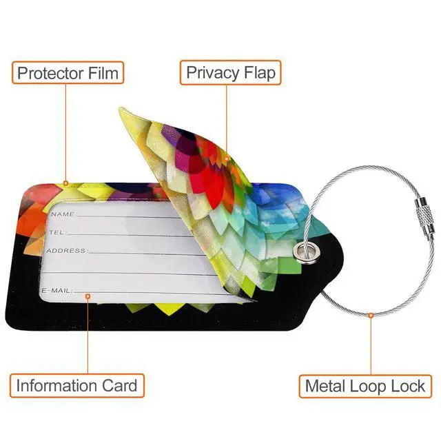 Alt view image 3 of 7 - 2 Pcs Luggage Tags for Suitcases PU Leather Luggage Tag with Privacy Cover Label Address Card and Durable Metal Ring Suitable for Suitcase Bag Handbags Backpacks Travel Accessories