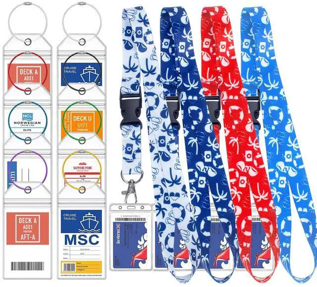 Main image of 8 Pcs Carnival Cruise Luggage Tag Holders with 4 Pcs Cruise Lanyards, Cruise Luggage Tag Holder & Cruise Lanyard with Ship Card Holder for Princess, NCL, MSC, Costa 2025-2026, Cruise Ship Essentials